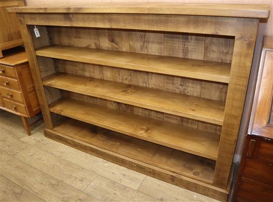 A moden oak open bookcase W.182cm